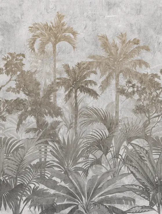 Feature Walls Palm Trees grey 212x280cm