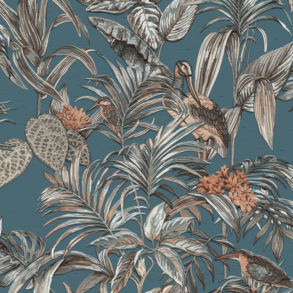 Behang Wallstitch/BS1 bird of paradise blu