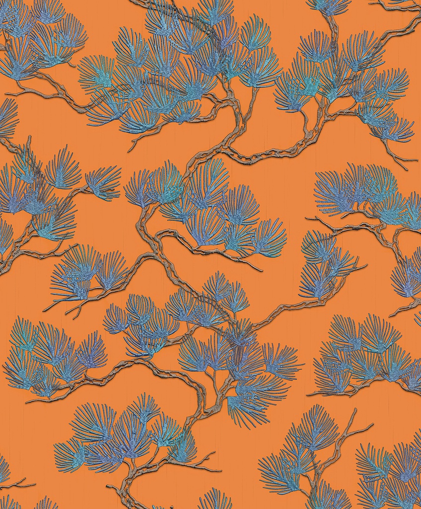 Behang Wall Fabric/BS1 pine tree orange