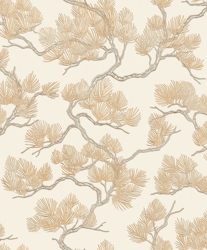 [38WF121012] Behang Wall Fabric/BS1 pine tree cream